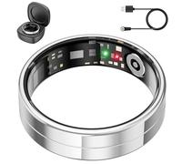 2025 Ultra Thin Smart Ring, Monitors 24/7 Heart Rate, SpO2, Sleep, Body Temperature, etc. Rings for Men and Women, No Subscription Costs, Android iOS (Silver Size 12)
