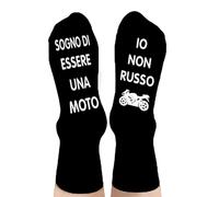 2025 Unique Black Socks with Italian Text and Motorcycle Design Stylish and for Motorbike Enthusiasts Above The Socks Women (Black, One Size)