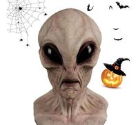 2025 Update Realistic Alien Head Mask, Scary Alien Masks, Halloween Skull Latex Skeleton Fancy Mask (E)