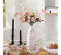 2025 Updated 13in Tall White Beige Vase for Boho Home Decor,Thin Vessel for Single Rose,Pampas Grass,Decorative Rustic Vase for Flowers,Dining Table Centerpieces,Shelf,Table Top Decoration