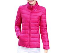 2025 Updated Womens Puffer Jacket Down Jacket Quilted Padded Warm Coat With Pockets Slim fit Zip Up Coat Bodywarmer Lightweight Water Resistant Windbreaker Coat Plus Size Warm Outdoor Coats Hot Pink