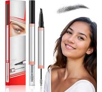 2025 Upgrade! 4-Pack Eyebrow Pencils 2-in-1 with Gel & 4 Tips, Waterproof Microblading Pen + Brow Brush for Daily Use 04# Black