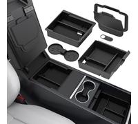 2025 Upgrade 5PCS Center Console Organizer Tray for Tesla New Model Y (2026 Juniper)/3 Highland Accessories 2025, Hidden Storage Box, Cup Holder & Armrest Drawer Organizer, Shockproof, No-Noise