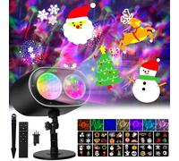 2025 Upgrade Christmas Projector Light, Outdoor 2-in-1 HD Holiday Projector with Remote Timer, 12 Dynamic Patterns & 7 Color Wave Effects for House Garden Yard Xmas Thanksgiving