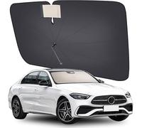 [2025 Upgrade] Coverado Windshield Sun Shade, UPF80+ Sunshade for Car Windshield Blocks Heat & UV Rays, Thickened Vinyl Coating Keep Cool and Protect Interior, Foldable M 57”x32” for Sedan/SUVs