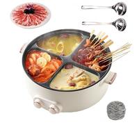 2025 Upgrade Four Grid Multifunctional Stew Pot, Large Capacity Integrated 4 Grid Electric Hot Pots, 6L Independent Temperature Control On Both Sides, Hot Pot with Divider for Home Party