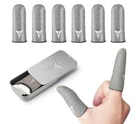 2025 Upgrade: Longer Size for 5 Fingers, Professional Pure Silver Fiber Finger Sleeves for Mobile Gaming-No More Slipping, Maximum Touch Sensitivity, Anti-Sweat,6 Pack (L)