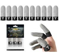 2025 Upgrade: Longer Size for 5 Fingers,Visible Pure Silver & Carbon Fiber Professional Finger Sleeves for Mobile Gaming-No Rubber Band, Maximum Touch Sensitivity, Anti-Sweat,10 Pack (L)