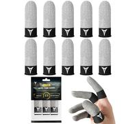 2025 Upgrade: Longer Size for 5 Fingers,Visible Pure Silver & Carbon Fiber Professional Finger Sleeves for Mobile Gaming-No Rubber Band, Maximum Touch Sensitivity, Anti-Sweat,10 Pack