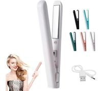 2025 Upgrade Mini Dual Purpose Curling Iron, Mini Curling Iron with Dual Use, Hair Straightener and Curls 2 in 1, Portable Travel Curling Iron for All Hair Types (White)