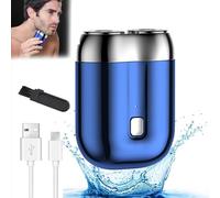 2025 Upgrade Mini Portable Electric Shaver，Electric Razor for Men, Rechargeable Waterproof Compact Electric Shaver, Mini Double Head Razor, Pocket Shaver USB Charge Shavers for Home Travel（Blue）