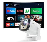 2025 Upgrade Mini Projector Portable with WiFi 6 and BT 5.4 Projector Small Projector Auto Keystone 180° Rotation Compatible with HDMI/TV Stick/Laptop (middle)