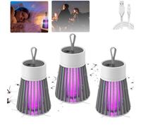 2025 Upgrade MozzGuard Mosquito Lamp, Indoor&Outdoor Mosquito Zapper, USB Charing and Low Noise, Portable Cordless Zapper Outdoor, for Indoor, Home Garden, Camping, Picnic (Grey*3PCS)