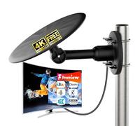 2025 Upgrade Outdoor TV Aerial with Booster Amplifier - Long Range & 360° Reception,Compatible with 4K/1080p Smart TVs & Freeview, Easy Setup HD Antenna with 32ft Coaxial Cable (Black)