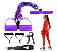 2025 Upgrade Pedal Resistance Band, 4-Tube Elastic Pull Rope Fitness Sit-up Exercise Equipment at Home Gym Arm Abs Workout Equipment Leg Stretching Equipment with 1Pcs Grip Strength Trainer (Pink)