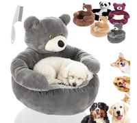 2025 Upgrade Teddy Bear Dog Bed with Arms, Cute Bear Hug Design Dog Cat Beds Plush Pet Beds Cuddler, Soft Cozy Fluffy Warm Washable Pet Sofa with Anti-Slip Bottom (Gray,XL-30.3in)