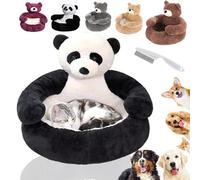 2025 Upgrade Teddy Bear Dog Bed with Arms, Cute Bear Hug Design Dog Cat Beds Plush Pet Beds Cuddler, Soft Cozy Fluffy Warm Washable Pet Sofa with Anti-Slip Bottom (Black,M-18.1in)
