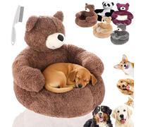 2025 Upgrade Teddy Bear Dog Bed with Arms, Cute Bear Hug Design Dog Cat Beds Plush Pet Beds Cuddler, Soft Cozy Fluffy Warm Washable Pet Sofa with Anti-Slip Bottom (Brown,M-18.1in)