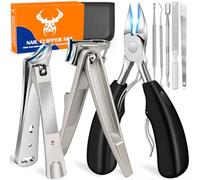 2025 Upgrade Toenail Clippers Set for Seniors & Men & Women, 8-in-1 Heavy Duty Stainless Steel Nail Clippers for Thick Toenails, Long Handle, Ultra Sharp Slanted Cutter for Seniors