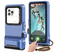 2025 Upgrade Waterproof Phone Case, Diving Snorkeling Swimming Scuba Underwater Touch Screen Photo Video Housing Cover for 17/16/15/14/13/12/11 Pro Max/XS/X Samsung Galaxy S25/S24/S23/S22 (Blue Black)