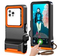 2025 Upgrade Waterproof Phone Case, Diving Snorkeling Swimming Scuba Underwater Touch Screen Photo Video Housing Cover for 17/16/15/14/13/12/11 Pro Max/XS Samsung Galaxy S25/S24/S23/S22 (Black Orange)
