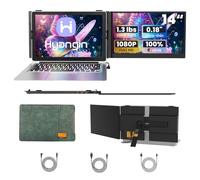 2025 Upgraded 14" Laptop Screen Extender, Ultra-Thin 1080P Laptop Monitor Extender, Ultra-Light Dual Screen Portable Monitor for 13-17.3" Laptops, Compatible with Windows/Mac/Linux/Chrome/Android/iOS