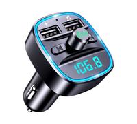 2025 Upgraded 2-in-1 Car Bluetooth FM Transmitter & Charger, Dual USB Ports for Simultaneous Charging, Hands-Free Calling with Noise Cancellation, Compatible with TF/USB/AUX