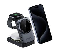 2025 Upgraded 3-in-1 Wireless Charger for iPhone,Travel Magnetic Charger Stand Nightlight Foldable Wireless Charging Station Compatible with Magsafe Charger&iPhone 16/15/14/13/12,Apple Watch&AirPods