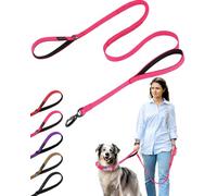2025 Upgraded 6-8 FT Heavy Duty Dog Leash for Medium and Large Dogs, Reflective No-Pull Bungee Leash with Double Padded Handles and Locking Carabiner Clip, Durable Thick Nylon for Walking, Running