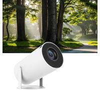 [2025 Upgraded & Android 11.0] Mini Projector Native 720P HD, Gimbal 3 Portable Projector 12000 Lumen, Supports 4K 1080P, WiFi 6, Bluetooth, Auto Keystone, Video Projector for Home Cinema(White)