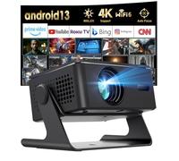 [2025 Upgraded & Android 13.0] Projector, Mini Projector for Bedroom, Built-in Apps 4K 1080P Vision Beam Projector, 180 Rotation with Wifi Bluetooth, Auto Keystone, Video Projectors for Home Cinema