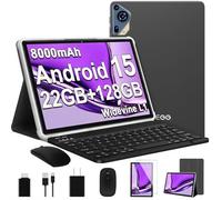 2025 Upgraded Android 15 Tablet 10.1 Inch Octa-Core Tablets with Keyboard Mouse, 22GB+128GB+1TB Expand, 8000mAh Large Battery,1280x800 IPS HD Touch Screen, Widevine L1, 5G WiFi, GPS-Metal Grey