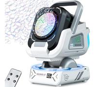 2025 Upgraded Bubble Machine with Remote Control, Automatic Rotation & RGB Lights, 1800mAh Rechargeable Battery, Type-C Charge, Bubble Maker for Kids, Weddings, Birthday Parties, Outdoor Activities