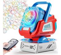 2025 Upgraded Bubble Machine with Remote Control, Automatic Rotation & RGB Lights, 1800mAh Rechargeable Battery, Type-C Charge, Bubble Maker for Kids, Weddings, Birthday Parties, Outdoor Activities