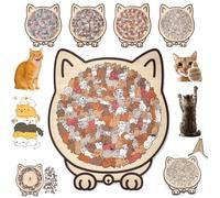 2025 Upgraded Cat Shaped Puzzle, 135-piece Colored Cat Shaped Wooden Jigsaw Puzzle, Challenging Irregular Jigsaw (Maillard)
