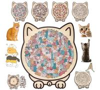 2025 Upgraded Cat Shaped Puzzle, 135-piece Colored Cat Shaped Wooden Jigsaw Puzzle, Challenging Irregular Jigsaw (Macaron)