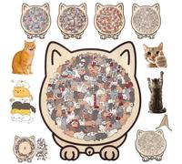 2025 Upgraded Cat Shaped Puzzle, 135-piece Colored Cat Shaped Wooden Jigsaw Puzzle, Challenging Irregular Jigsaw (Colorful)