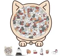 2025 Upgraded Cat Shaped Puzzle,145-piece Colored Cat Shaped Wooden Jigsaw Puzzle, Challenging Irregular Jigsaw (#B)