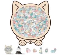 2025 Upgraded Cat Shaped Puzzle,145-piece Colored Cat Shaped Wooden Jigsaw Puzzle (#D)