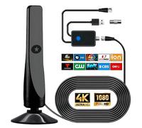 2025 Upgraded Digital Indoor TV Aerial with Signal Booster - 50-Mile Long Range Reception, Supports Freeview 4K/1080P HDTV for Smart TVs, 3M Coaxial