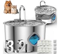 2025 Upgraded Dog Water Fountain 3.2l/108oz, Filtered Filtered Water Fountain for Small Dogs, Silent Water Pump/4-Stage Filtration/Healthy Living Water (With 10 Filters)