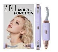 2025 Upgraded Heated Eyelash Curler - 2-in-1 USB Rechargeable Electric Eyelash Curler & Eyebrow Trimmer, Fast Heating in 6s, Anti-Burn Design, 24H Long-Lasting Effect, Gift for Women (Purple)