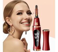 2025 Upgraded Heated Eyelash Curler - Fast 5s Heat-Up, USB Rechargeable Electric Eyelash Curler, 3 Temperature Modes, LED Display, Anti-Burn, 24H Long-Lasting Curl, Perfect Gift for Women (Red)