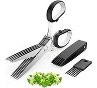 2025 Upgraded Herb Scissors, Effortless Herb Shears Cutter Tool with Sharp Stainless Steel Blades for Fresh Herbs, Must-Have Kitchen & Cooking Gadget, Black