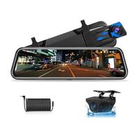 【2025 Upgraded】Jansite 10" Mirror Dash Cam Front and Rear View Camera 1080P Full Touch Screen Night Vision Dual Car Camera Dash Cam Loop Recording Streaming Media DVR 170° Wide Angle with 10M Cable