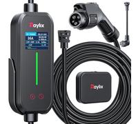 2025 Upgraded Level 1 & 2 EV Portable Charger, Adjustable Current & Timer 16A, 110V - 240V, NEMA 5-15 & 6-20 Sockets, 21ft EV Charging Cable, J1772 Electric Charger for