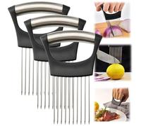 2025 Upgraded Onion Slicer, Onion Holder Chopper for Slicing, Chopper Slicer Assistant Tool, Cutter for Slicing of Meat, Potato, Tomato Kitchen Gadgets (Black,3)