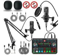 2025 Upgraded Podcast Equipment Bundle for 2, Recording Studio Kit with Dual Condenser Microphones, Audio Interface Mixer (4 Custom Sound Effects), Easy Setup for Podcasting, Streaming & Gaming