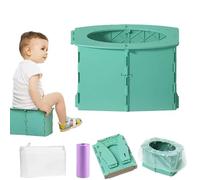 2025 Upgraded Portable Potty, Foldable Potty Seat with Cleaning Bags, Reusable Portable Folding Potty for Toddler, Foldable Toilet for Outdoor Camping, Toddler Potty Seat (Green)