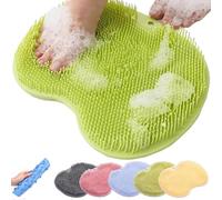 2025 Upgraded Silicone Foot Scrubber Mat for Shower - Non-Slip Bath Brush with Suction Cups, Exfoliating Dead Skin & Massaging Feet - Hands-Free Design for Women/Men (Green)